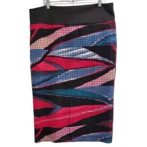 Bisou Bisou Open Square Detail Midi Pencil Skirt w/ Wide Elastic Band (2XL)